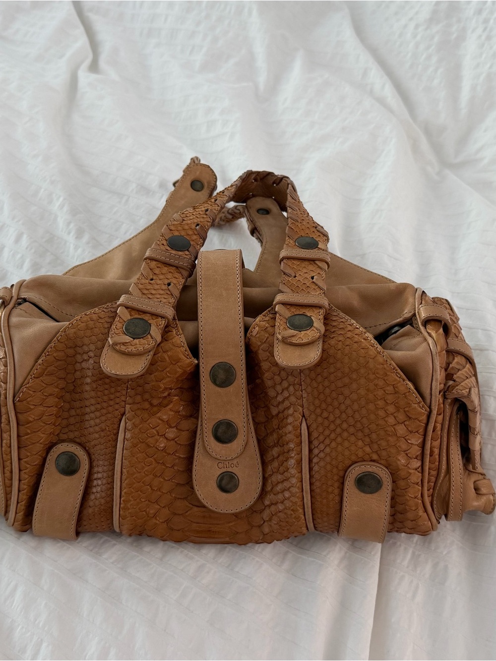 Chloé RARE Python Silverado Handbag Purse Camel/Tan 2006